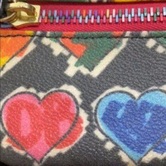 Dooney & Burke Hearts Coin Purse With Key Fob - Picture 2 of 5
